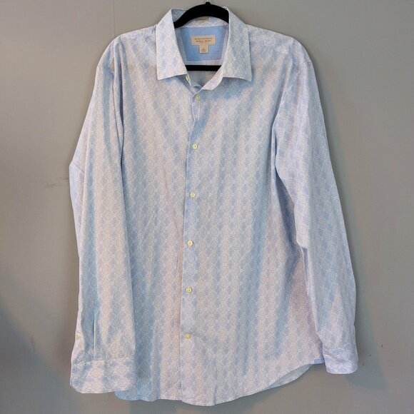 Men's Banana Republic Classic Fit Button Down Dress Shirt Blue and White Size XL - Picture 1 of 11